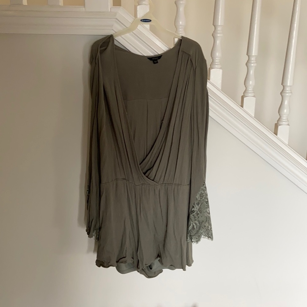 Dark green long sleeve romper